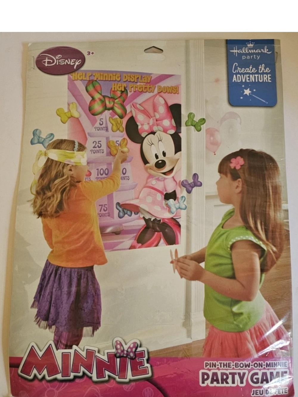 Minnie Mouse Party Game Pin the Bow on Minnie Poster Hallmark Disney 3+